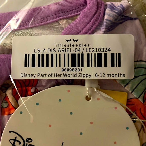 Little Sleepies Disney Little Mermaid Part of Her World Zippy bamboo pajamas - Picture 2 of 3